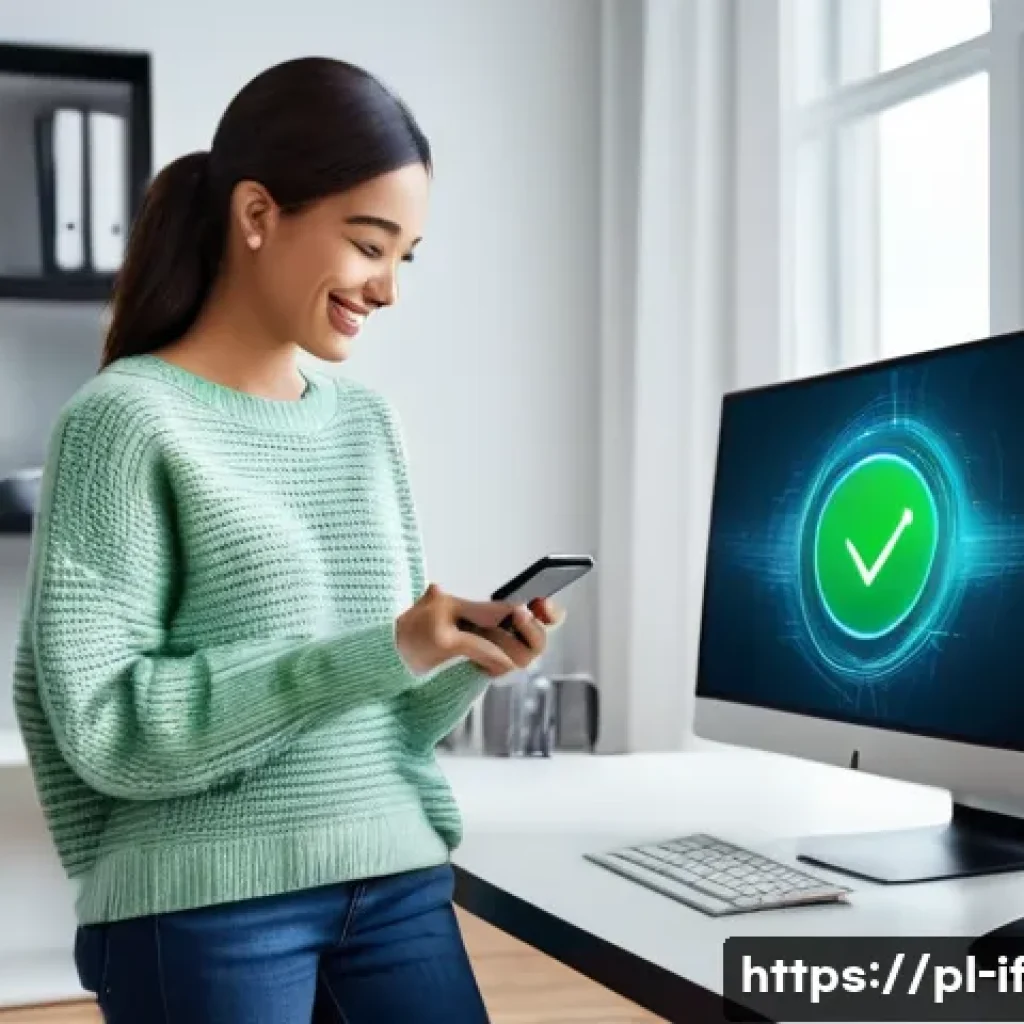 보안 인증의 패러다임 전환 - **Prompt:** "A young adult (male or female, dressed casually in jeans and a sweater) is smiling conf...