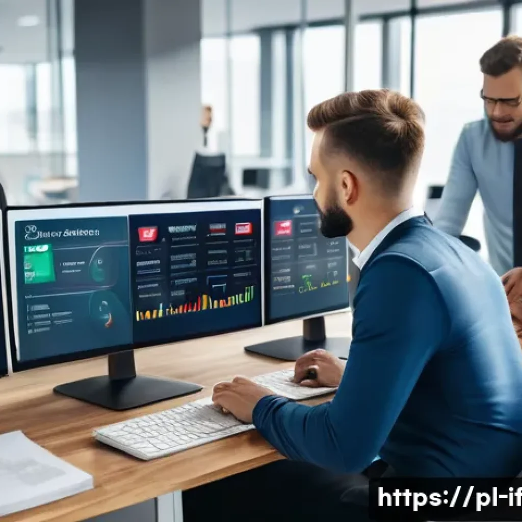 패스워드 보안의 역사와 발전 - A modern digital workspace scene showing a diverse group of Polish IT professionals collaborating ar...